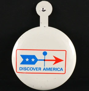 Avis - Discover America Chrysler Car Rental USA VTG Tab Button Advertising White - Picture 1 of 3