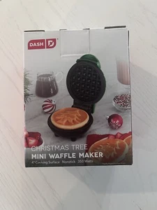 NIB Dash Christmas Tree Mini Waffle Maker 4" Non Stick Green Holiday Press New - Picture 1 of 7