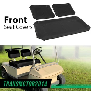 3Pc Club Car Front PU Seat Covers Fit For 1982-2000 PRE-2000 DS Golf Cart Black - Picture 1 of 12
