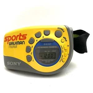 Vintage SONY WALKMAN SRF-M78 Yellow SPORTS AM/FM Radio - TESTED - W/ Arm Band - Picture 1 of 3