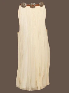 Polo Ralph Lauren Womens Crinkle Pleated Amara Chiffon Cream Silk Maxi Skirt - Picture 1 of 7