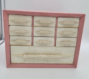 Retro MCM Vintage Pink Cream Akro-Mils Storage Cabinet 10 Drawers Bin Organizer - Picture 1 of 5