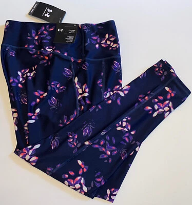 Under Armour Leggings Womens  2X High Rise 7/8 ankle blue pink floral  2xl  NWT - Image 1 of 4
