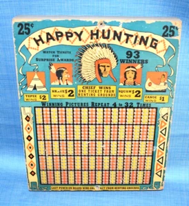 Vintage Stanzbrett Handel Stimulator HAPPY HUNTING indischer Spielautomat Glücksspiel - Bild 1 von 7