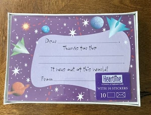 NEW Outer Space-Rocket-Planets-Stars-Kids Thank You Notes (10) Fill-in-the Blank - Picture 1 of 3
