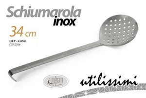 SCHIUMAROLA SCHIUMAIOLA MESTOLO CHEF 33 cm FORATO UTENSILE CUCINA ACCIAIO LUX - Foto 1 di 9