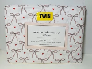 Cupcakes und Kaschmir Herzen & Schleifen Doppel Laken Set Weiß Multi NEU - Bild 1 von 4