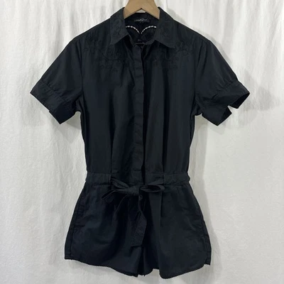 Rag & Bone Surplus Black Cotton Embroidered Short Sleeve Romper Womens Size 4 - Image 1 of 4