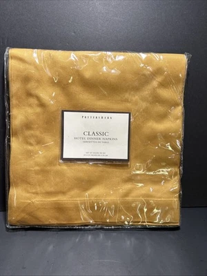 Pottery Barn Classic Hotel Dinner Napkins Set of 6 Gold 22"x22" NEW - Image 1 of 4