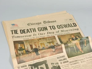 Vintage JFK Zeitung - Tie Death Gun to Oswald - 24.11.1963 - Bild 1 von 2