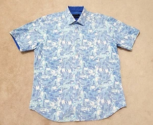 BUGATCHI Shaped Fit Button Down Short Sleeve Shirt Men's Size Large 100% Cotton - Picture 1 of 10