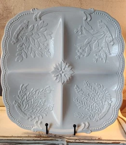 Beautiful White 3D Shafford Japan Porcelain Divided Tray EUC Lovely Piece! - Picture 1 of 23