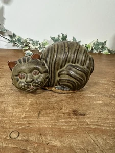 Tremar Pottery - Cat Money Box -  Cornish - Vintage Stoneware - with Stopper - Picture 1 of 7