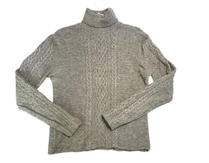 Vintage Meister Cableknit Sweater Turtleneck Gray Wool Womens Size XL - Picture 1 of 7