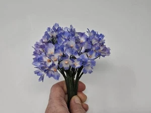 144 VTG Artificial Silk Forget Me Not Craft Millinery Flowers Wrapped Wire Stem - Picture 1 of 5
