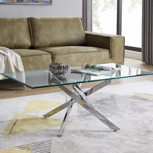 **Seconds** Leonardo Glass And Chrome Metal Coffee Table - Picture 1 of 4