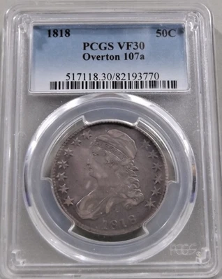 1818 Capped Bust Half Dollar - PCGS VF30 Overton 107a - Image 1 of 4