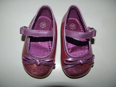 Zapatos elegantes brillantes metálicos ROSA ROSA BEBÉ BEBÉ niña Teeny Toes ~Talla 1 W~ Foto 1 de 4