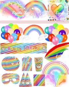 LGBTQ Parade Party Supplies Tableware Set Rainbow Decorations Gay Pride - Picture 1 of 14