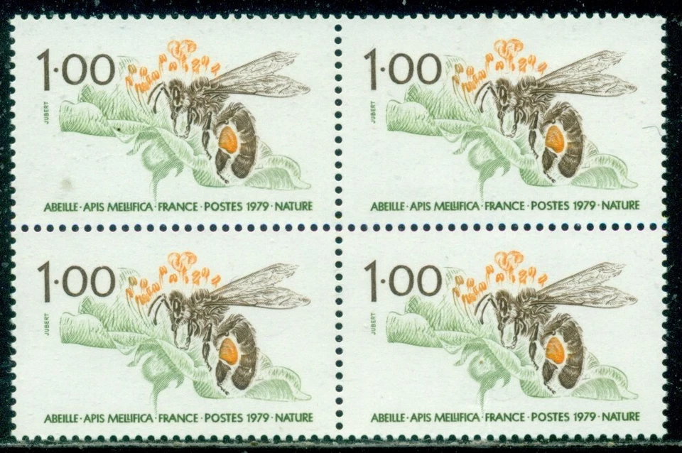 FRANCE SCOTT # 1644 BLOCK OF 4, HONEY BEE, MINT, OG, NH, GREAT PRICE! - Image 1 of 1