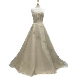 LADIES GOLD WEDDING DRESS Alisia by Tiffany Size 12 Ballgown Strapless with Tags - Picture 1 of 13