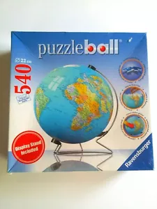 Sealed Puzzleball Globe Ravensburger with Stand 540 piece 3D Jigsaw New USA - Picture 1 of 10
