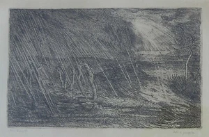 Cino BOZZETTI (Lecce 1876–Borgoratto Alessandrino 1949) SOLE e PIOGGIA Incisione - Picture 1 of 8