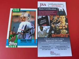 Carta Warren Moon HOF 1990 Topps firmata automatica JSA COA - Foto 1 di 2
