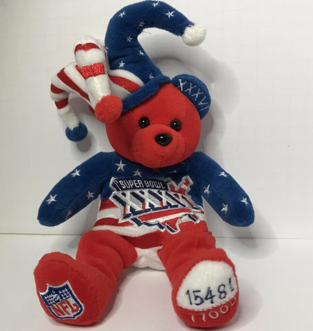 Super Bowl XXXVI Beans Bear NFL Authentic Plush Rams Patriots Tom Brady 2002 Cover