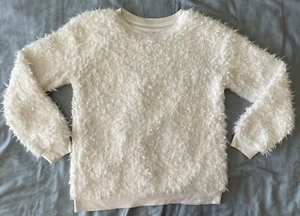 Girls XL Sweater Faix Fur White Crew Neck Art Class Youth Kids X-large 14/16 EUC - Picture 1 of 7