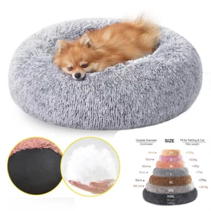 Dog Bed Donut Soft Round Plush Cats Bed For Calming Pet Anti Anxiety Washable UK - Picture 1 of 17