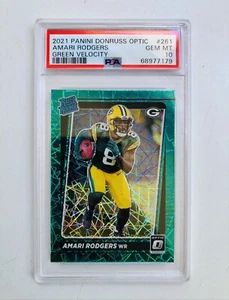 2021 Donruss Optic AMARI RODGERS Green Velocity RC #251 PSA 10 GEM OTTIME CONDIZIONI - Foto 1 di 2