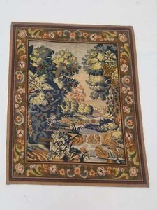 Antrique French Needle Point Handmade Verdure Multicolor Wool Tapestry 106x87cm - Picture 1 of 11