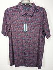PERRY ELLIS Big Men's Blue w/ Red Floral S/S Stretch Button-Up Shirt size 2X NWT