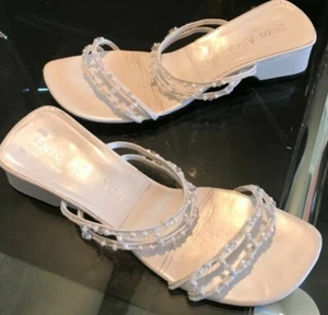 ENZO ANGIOLINI WHITE FLATS/SANDALS WOMENS SHOES SLIDES LEATHER UPPER & SOLES 8 M - Picture 1 of 5