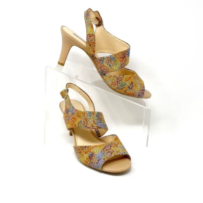 Alex Marie Womens Multi Colored Leather Buckle Heeled Sandal, Size 7 - Image 1 of 4