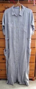 WHITE STUFF RENO PURE LINEN STRIPED SHIRT DRESS Short Sleeves Pockets 24R - Picture 1 of 23