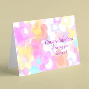 Pastel flowers Congratulations on passing your driving test card - female - Picture 1 of 1