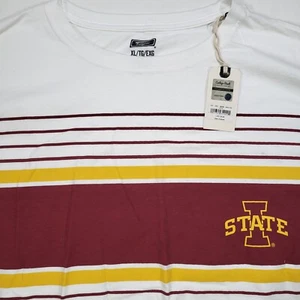 Iowa State Cyclones Men's XL White Red Gold Striped Tailgate Tshirt - Picture 1 of 10
