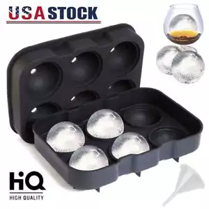 2" Large Round Silicone Ice Cube Ball Maker Tray Sphere Molds Bar Whiskey+Funnel - Picture 1 of 7