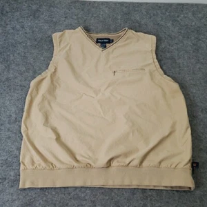 Polo Golf Ralph Lauren Mens WindBreaker Vest Jacket Beige Packable Large - Picture 1 of 9