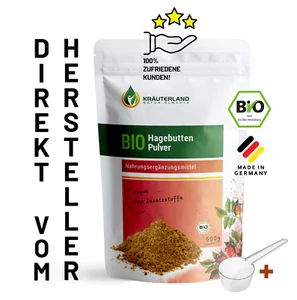 KRÄUTERLAND Bio Hagebuttenpulver 500g gemahlen, natürliches Vitamin C, 100% rein - Bild 1 von 8