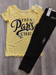 NWT Justice Girls Outfit Glitter Lettuce Hem Top & Crop Legging Size 10 (B6) - Picture 1 of 2