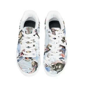 Dämmerungsblau Alice im Wunderland Trainer flacher Schuh 3 4 5 6 7 8 weiß Sommer Jahrgang - Bild 1 von 12