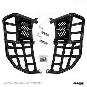 Yamaha Raptor 350 Nerf Bars with heel guards Alba Racing Blk blk 209 T8 BB - Picture 1 of 2