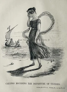 c1844 Antique Victorian Print CALYPSO (QV) MOURNING THE DEPARTURE OF ULYSSES - Picture 1 of 2