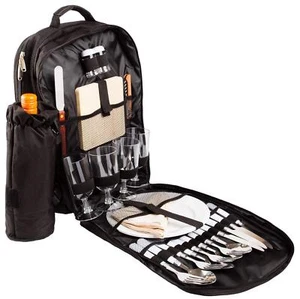 BRUBAKER Picknickrucksack für 4 Personen mit Kühlfach + Flaschenkühler schwarz - Bild 1 von 3