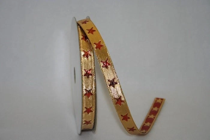5 Yds.  RED & GOLD METALLIC STAR SEARCH RIBBON  1/2" Wide - Image 1 of 1