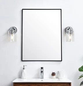 Wall Sconce Light Fixture Glass Shade Modern Chrome Bathroom Vanity Bedroom Lamp - Picture 1 of 8