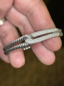 Brazalete David Yurman Plata 925 y Diamante Natural Laberinto Laberinto Lazo Único - Imagen 1 de 7